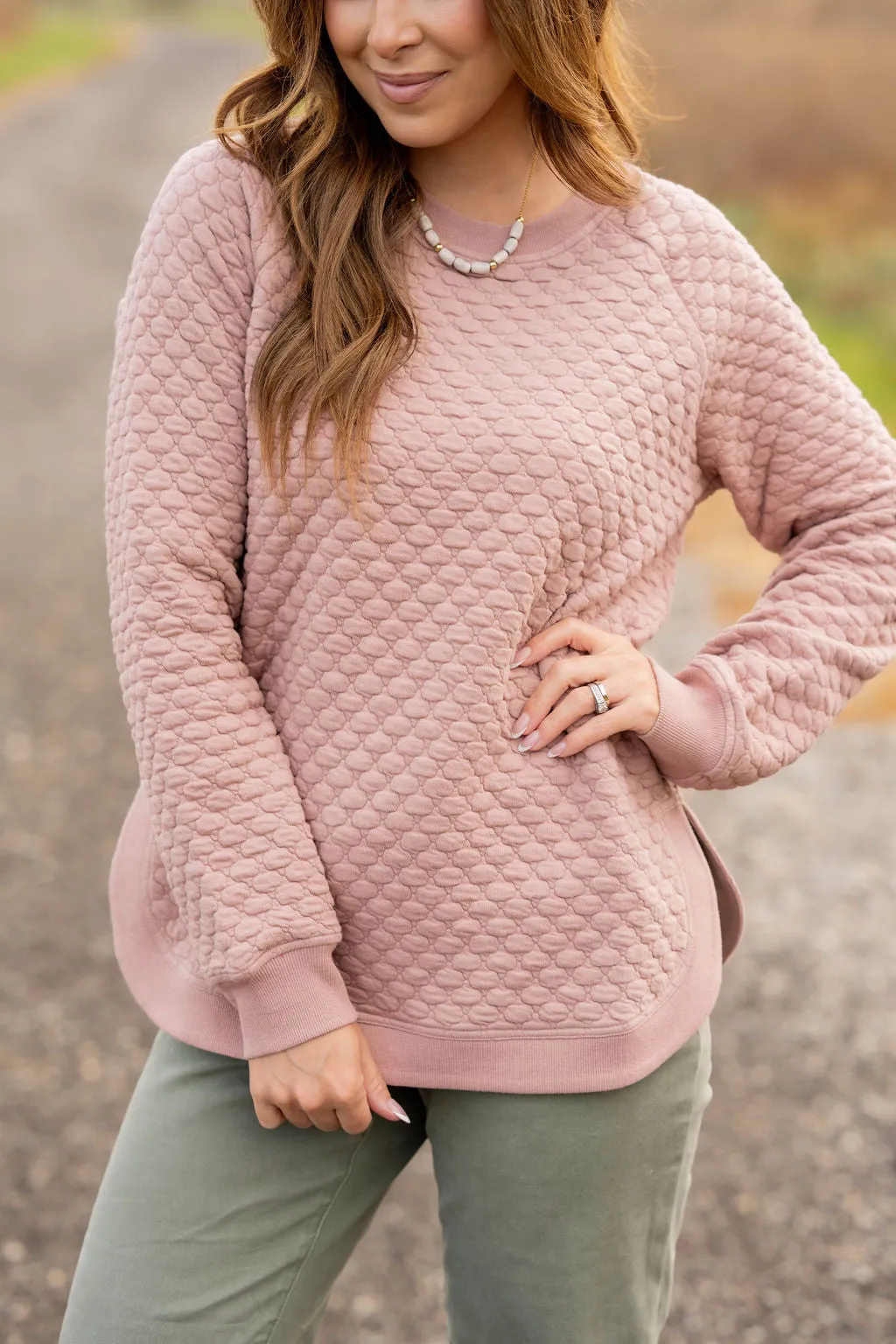 Bold Textured Side Slit Sweatshirt