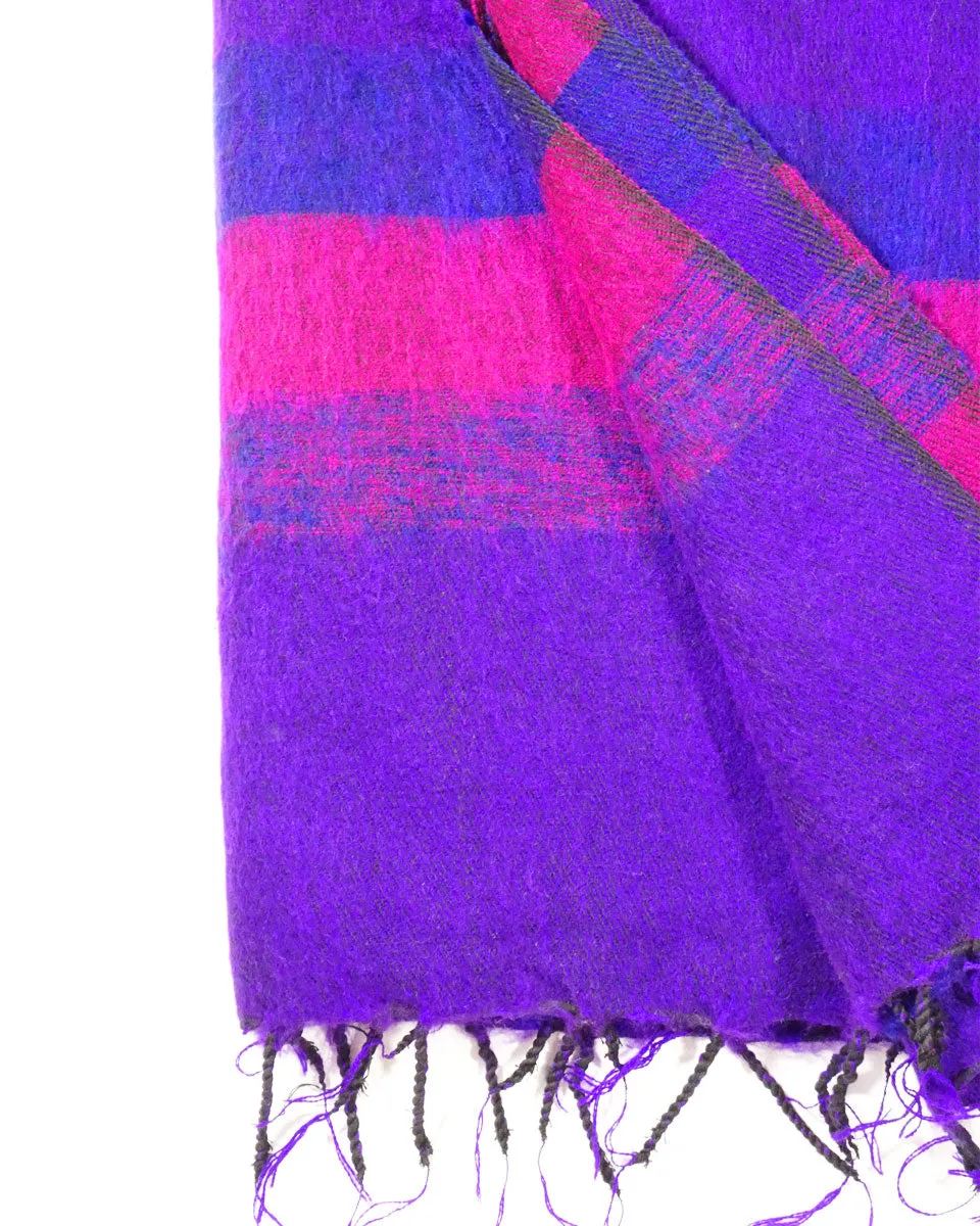 Brushed Woven Striped Blanket in Purple