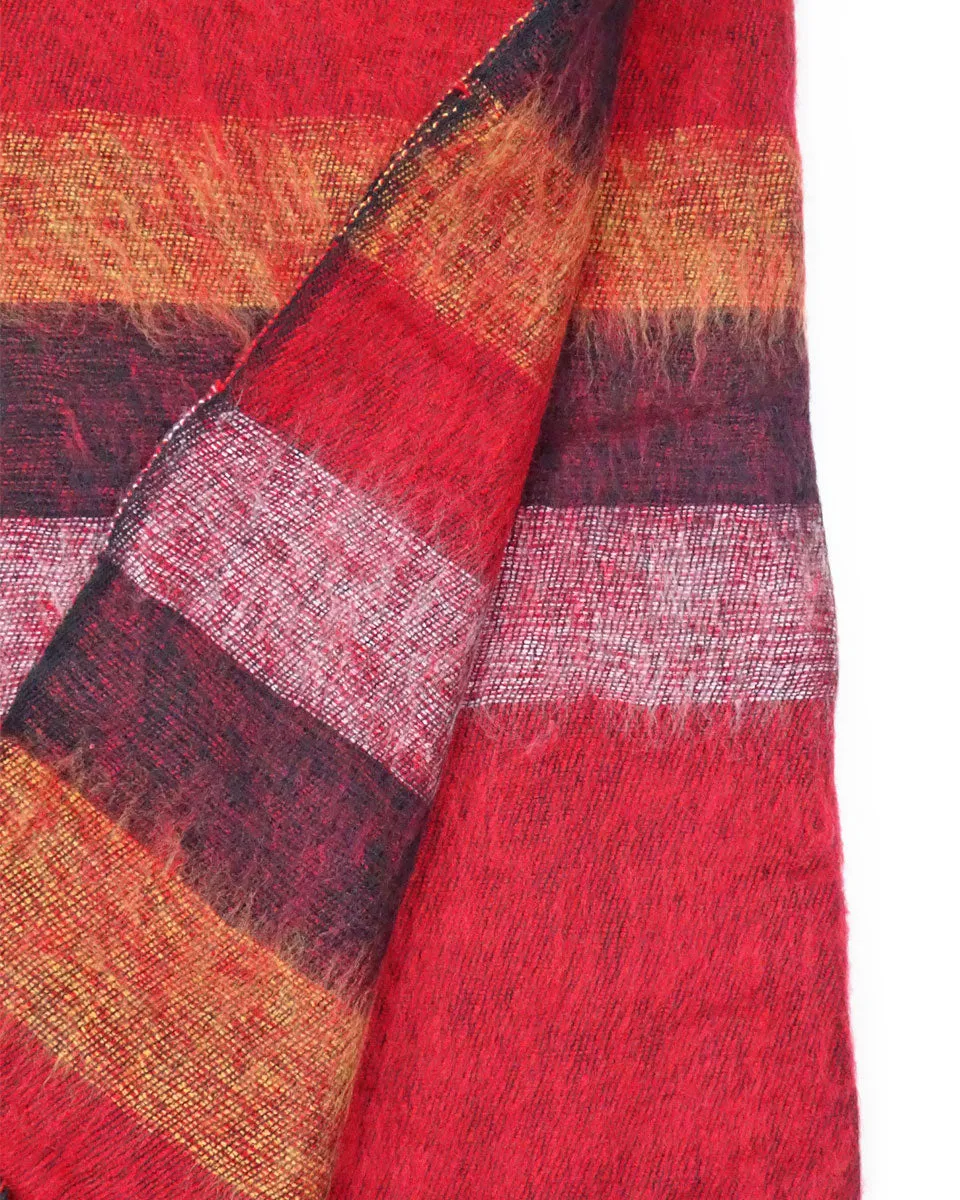 Brushed Woven Striped Blanket in Red