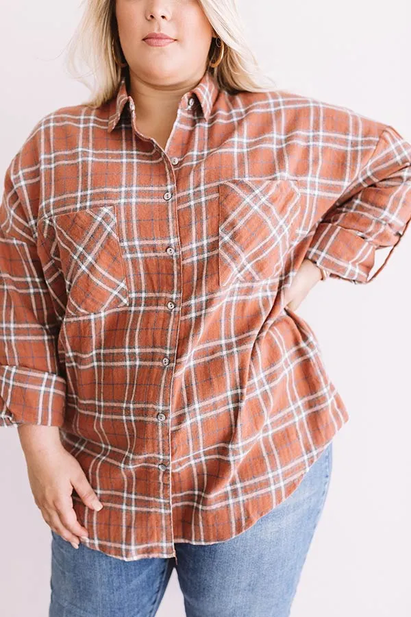 California Campfire Plaid Top In Cinnamon  Curves