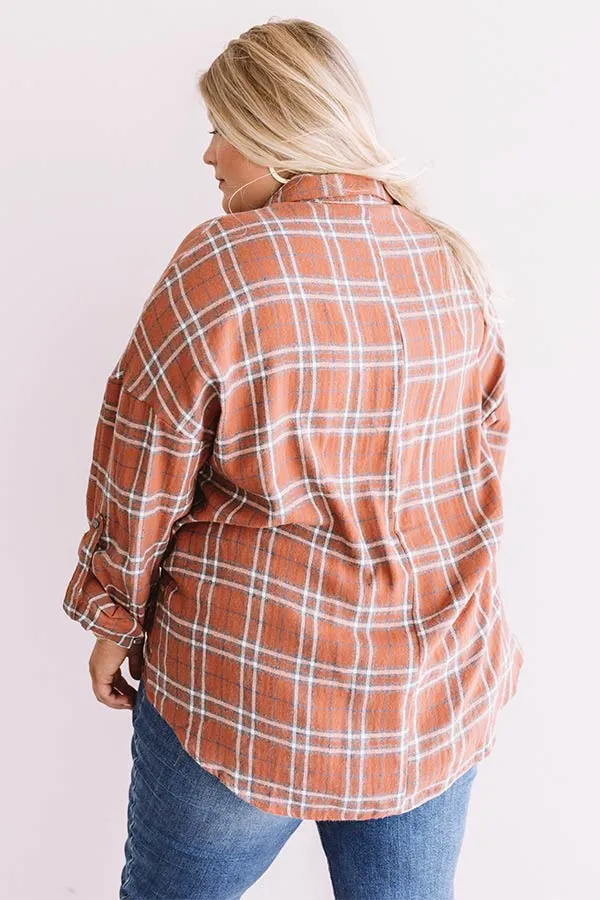 California Campfire Plaid Top In Cinnamon  Curves