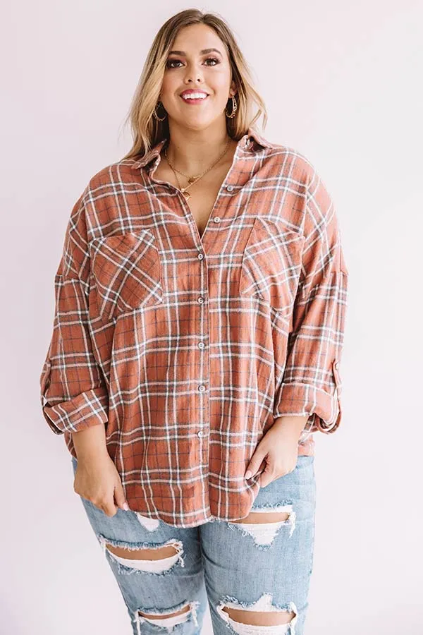 California Campfire Plaid Top In Cinnamon  Curves