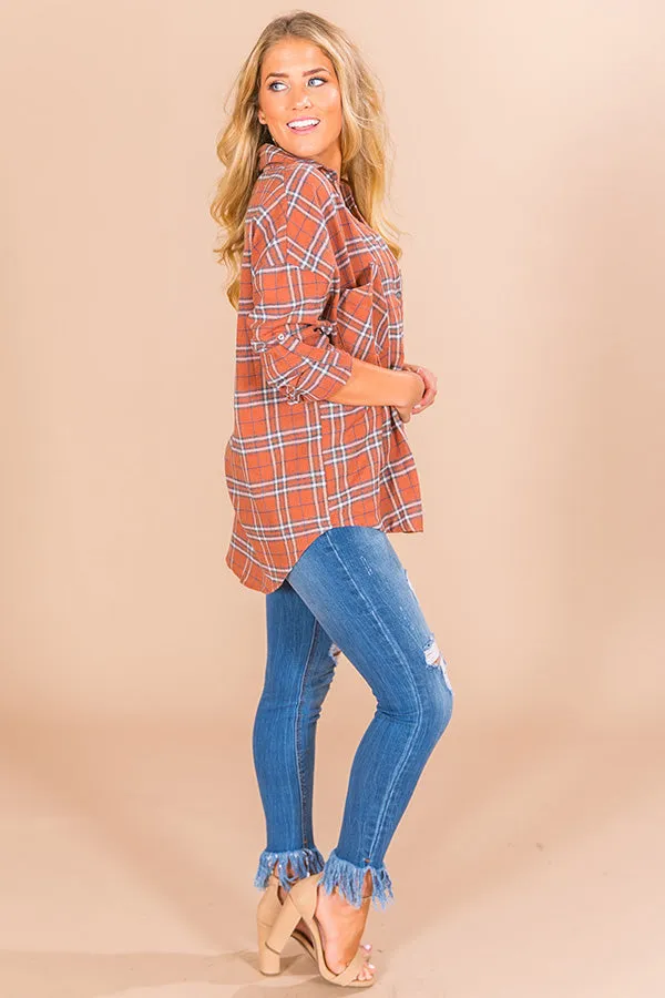 California Campfire Plaid Top In Cinnamon