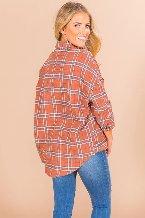 California Campfire Plaid Top In Cinnamon