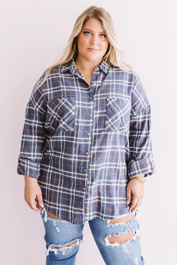 California Campfire Plaid Top In Slate  Curves