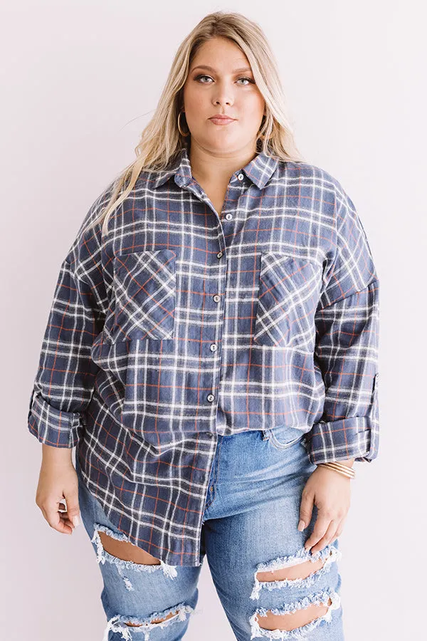 California Campfire Plaid Top In Slate  Curves