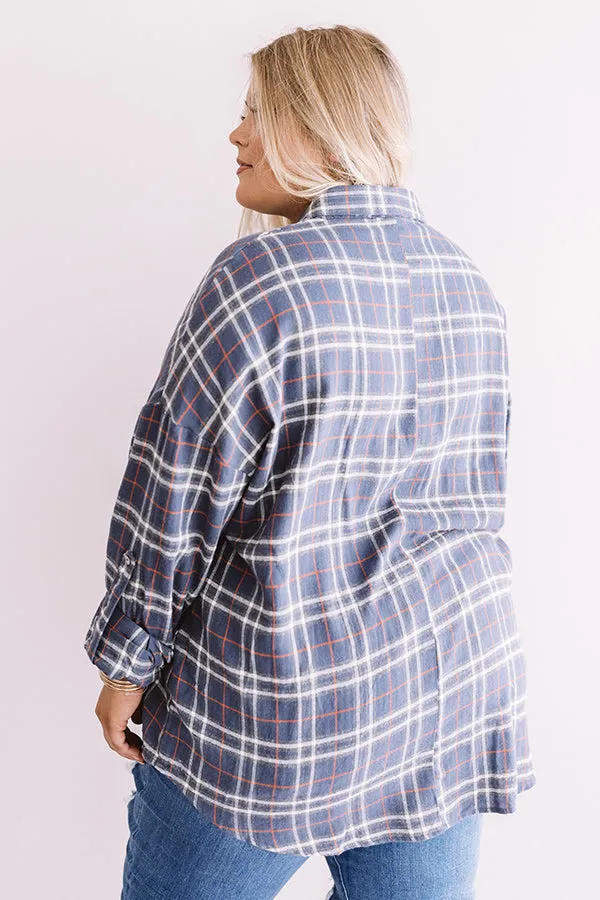 California Campfire Plaid Top In Slate  Curves