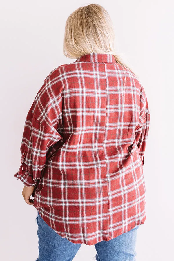 California Campfire Plaid Top In Wine  Curves