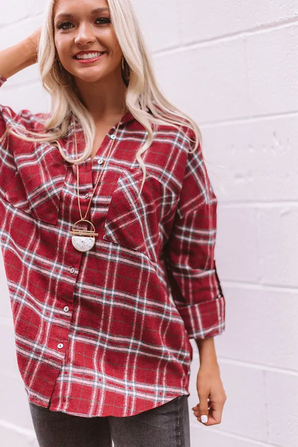 California Campfire Plaid Top In Wine