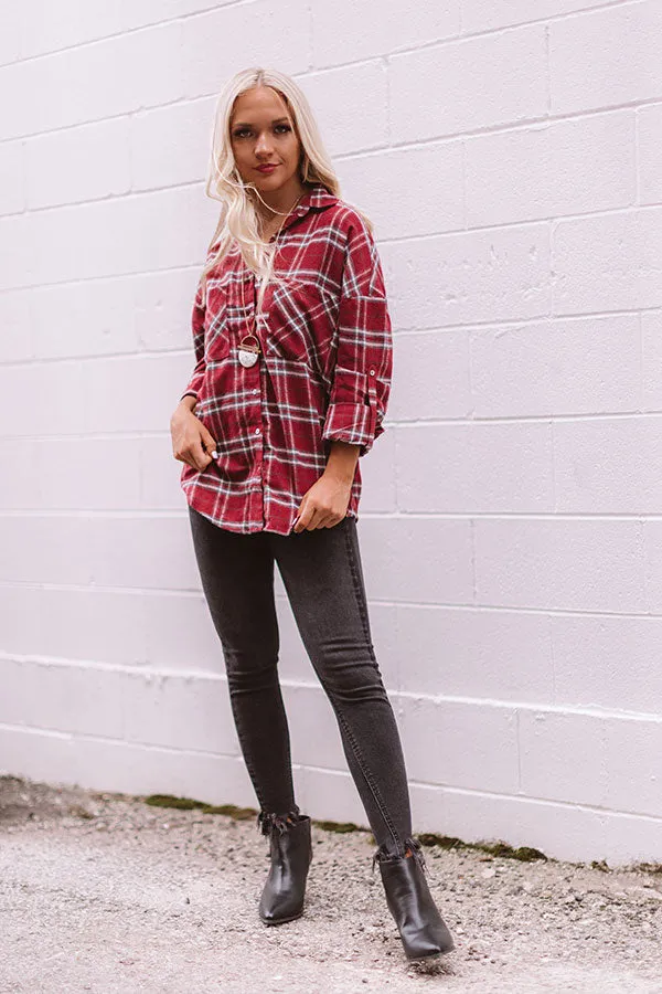 California Campfire Plaid Top In Wine