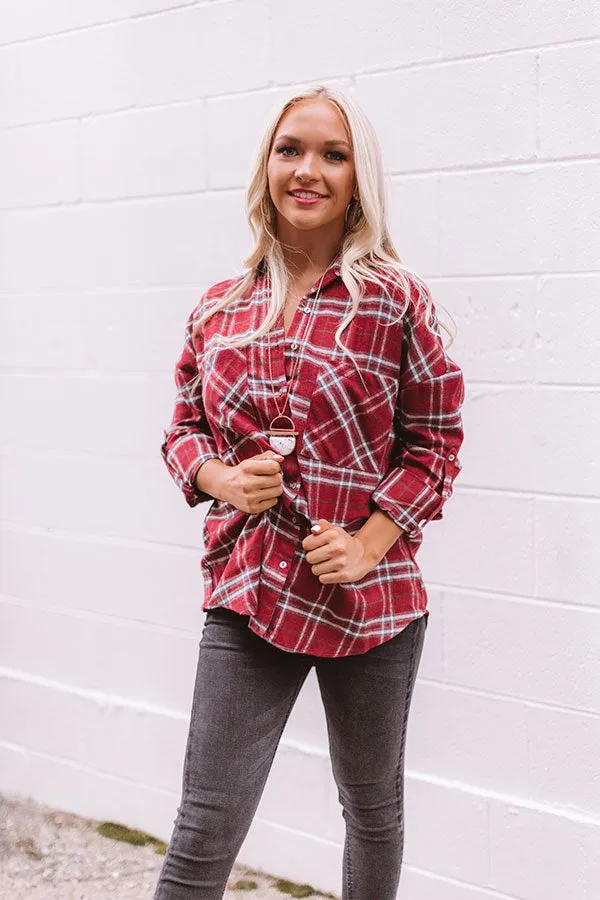 California Campfire Plaid Top In Wine