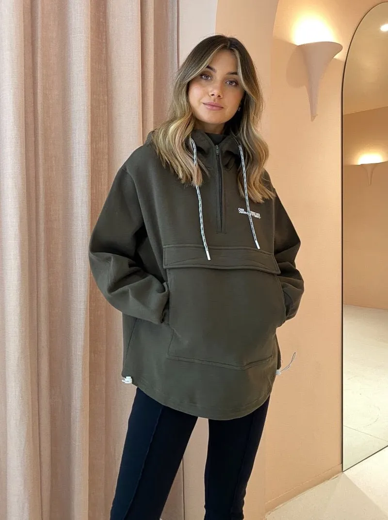 Camilla and Marc Aurora Bonded Hoodie In Dark Moss