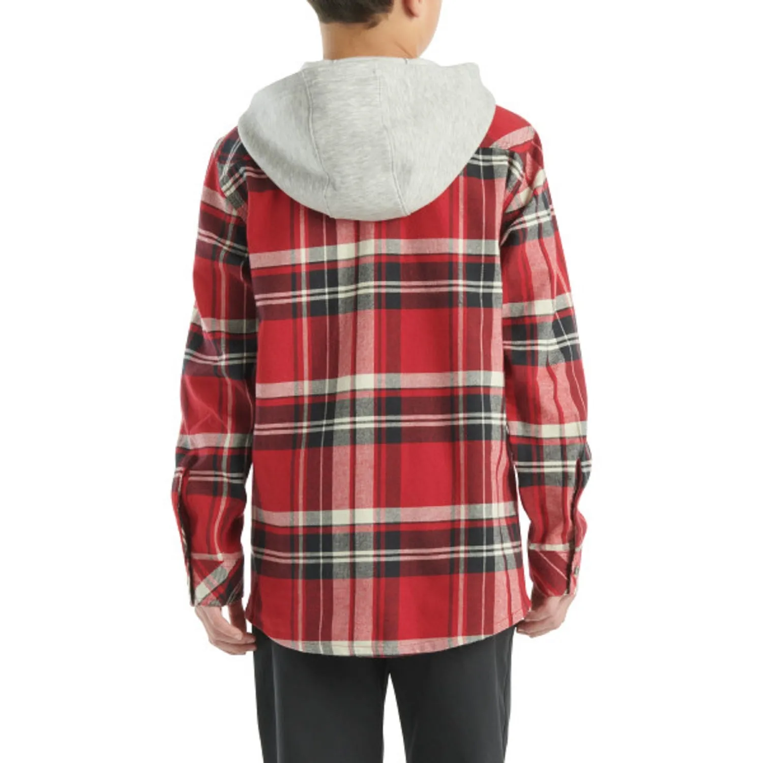 Carhartt Boys' Long Sleeve Flannel Button-Front Hooded Shirt