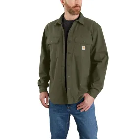 'Carhartt' Men's Rugged Flex® Canvas Fleece Lined Shirt Jac - Basil Green