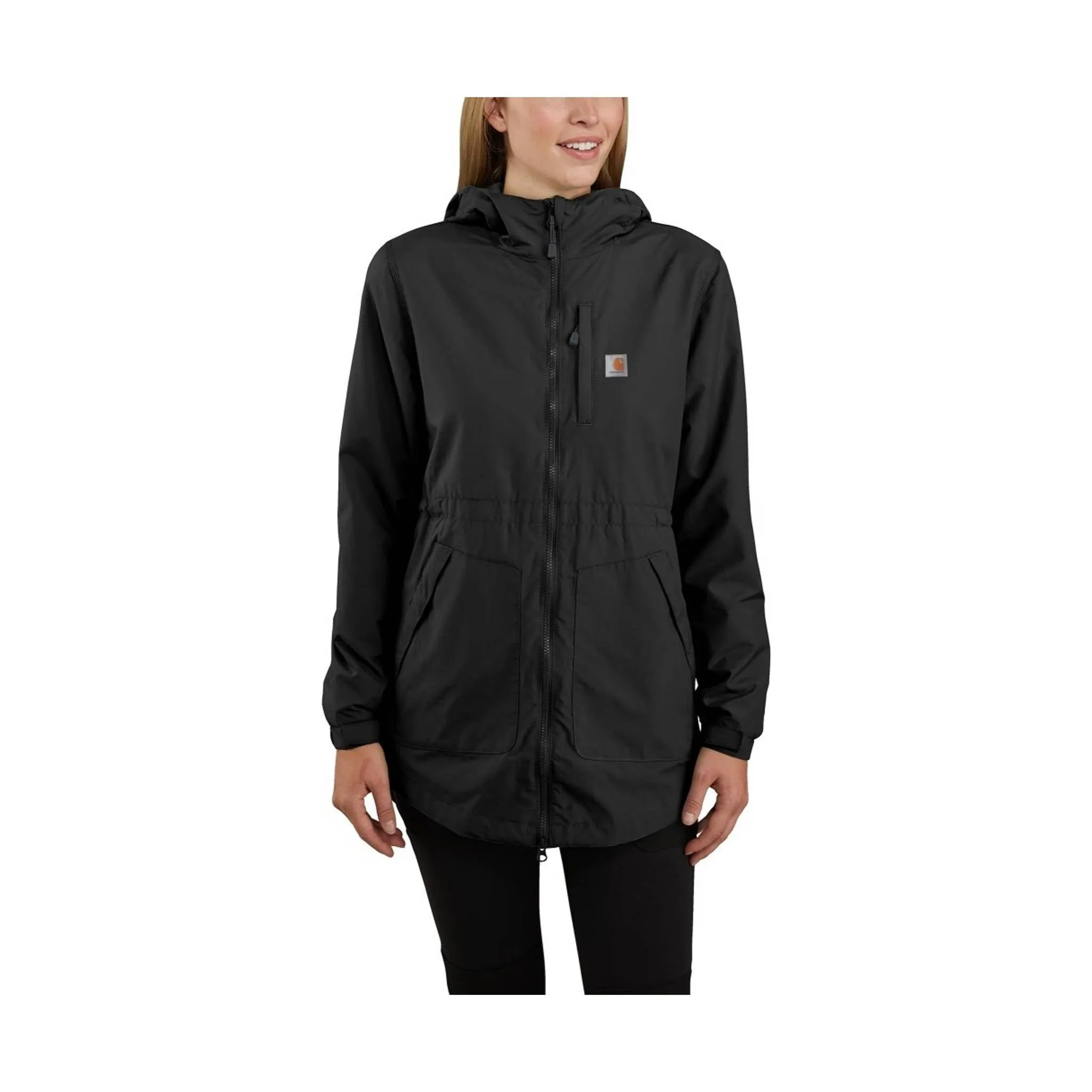 Carhartt Women's Rain Defender Hooded Relaxed Fit Lightweight Coat - Black