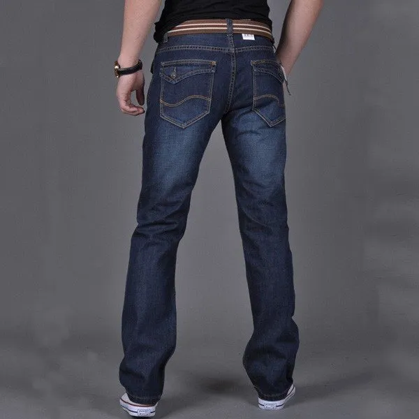 Casual Slim Skinny Straight Jeans Men's Denim Fabric Jeans Mid-Rise