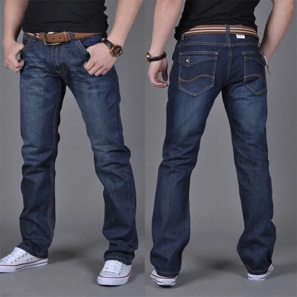 Casual Slim Skinny Straight Jeans Men's Denim Fabric Jeans Mid-Rise