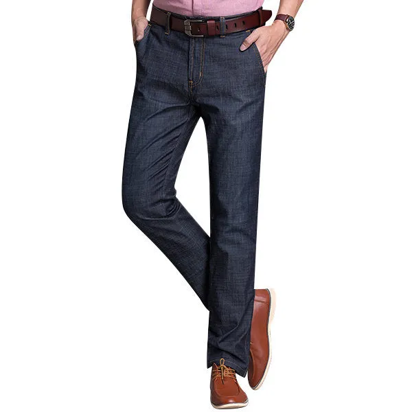 Casual Stylish High Elastic Jeans for Men Black Outdoor Business