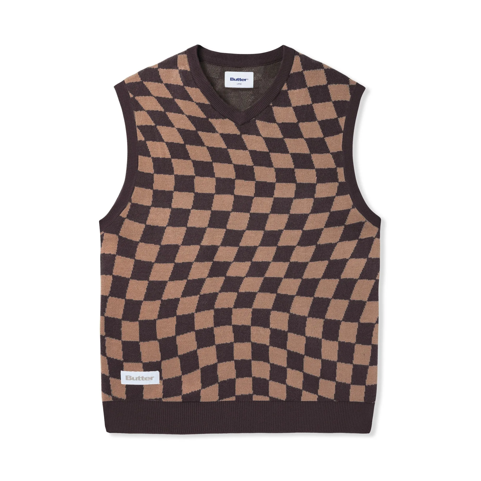 Checker Knit Vest, Chestnut / Oak