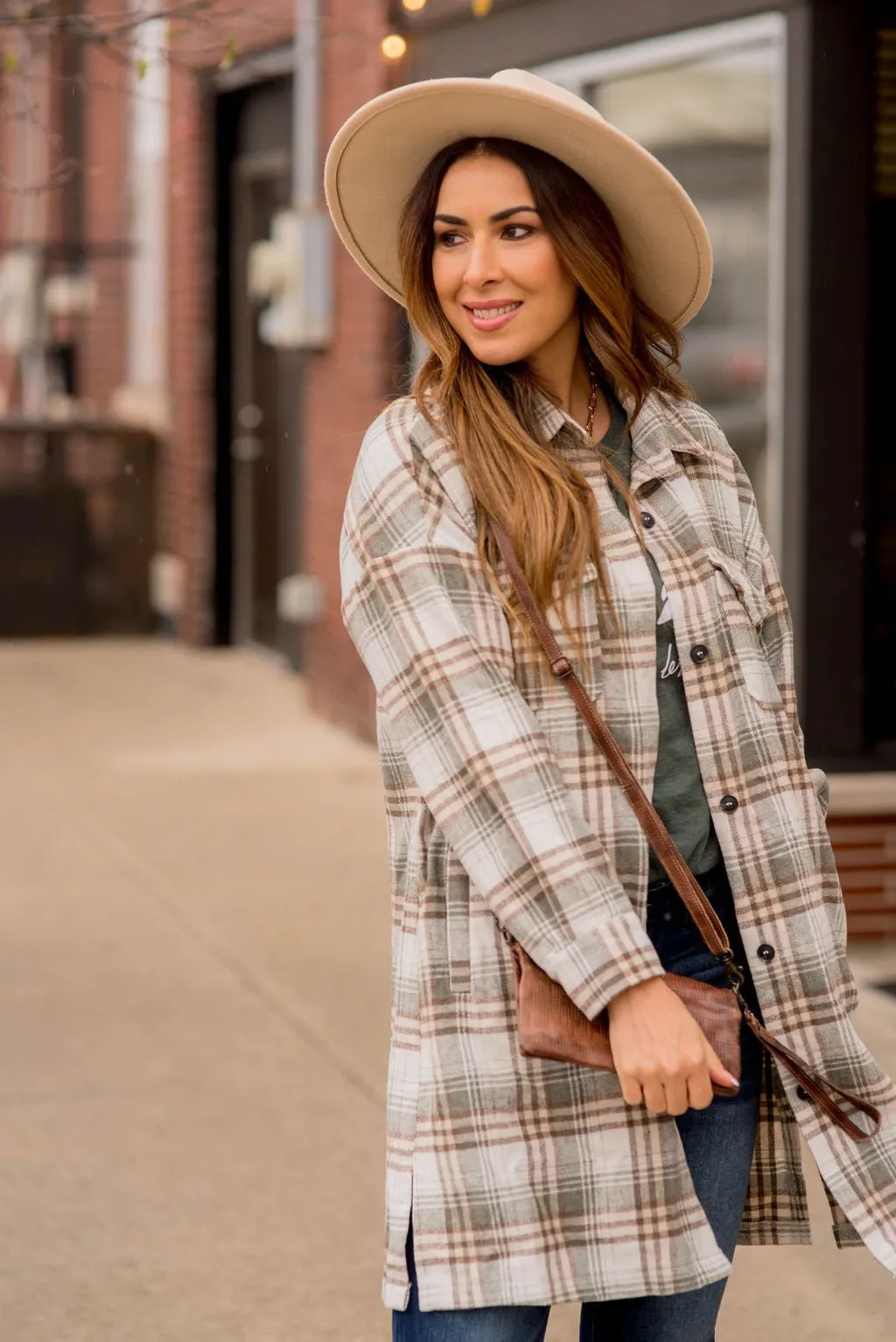 Chic Elongated Plaid Tunic Shacket