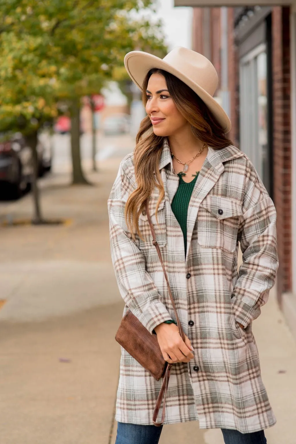 Chic Elongated Plaid Tunic Shacket