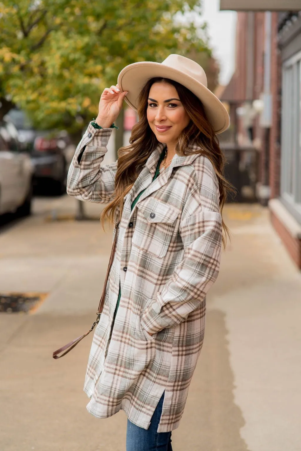 Chic Elongated Plaid Tunic Shacket