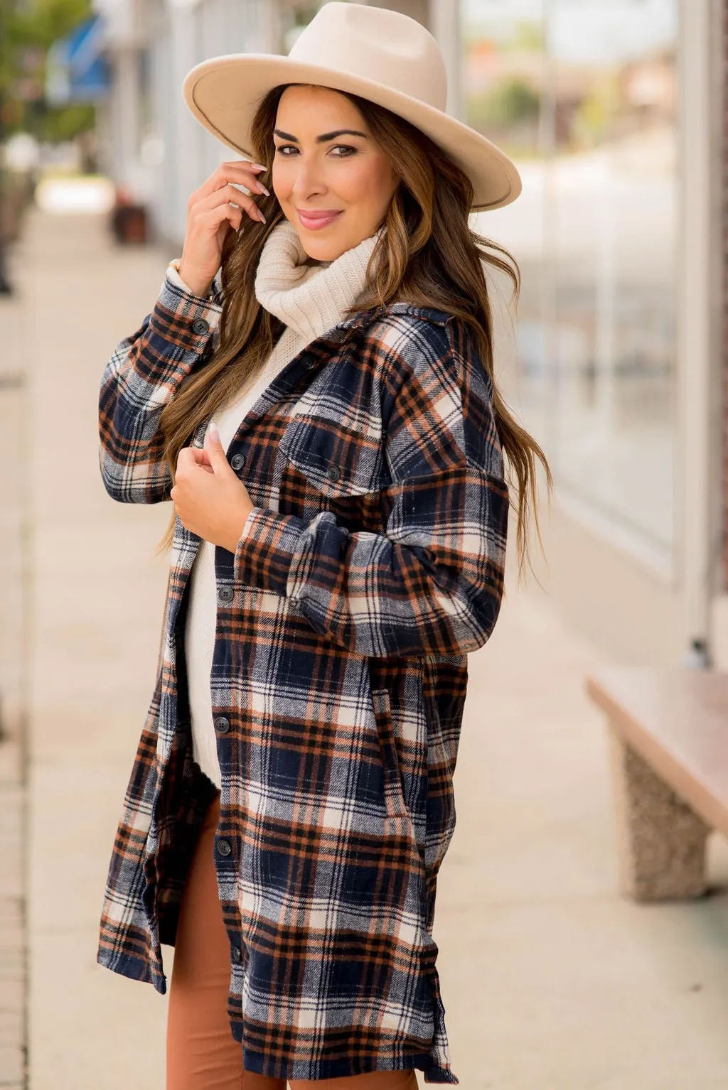 Chic Elongated Plaid Tunic Shacket