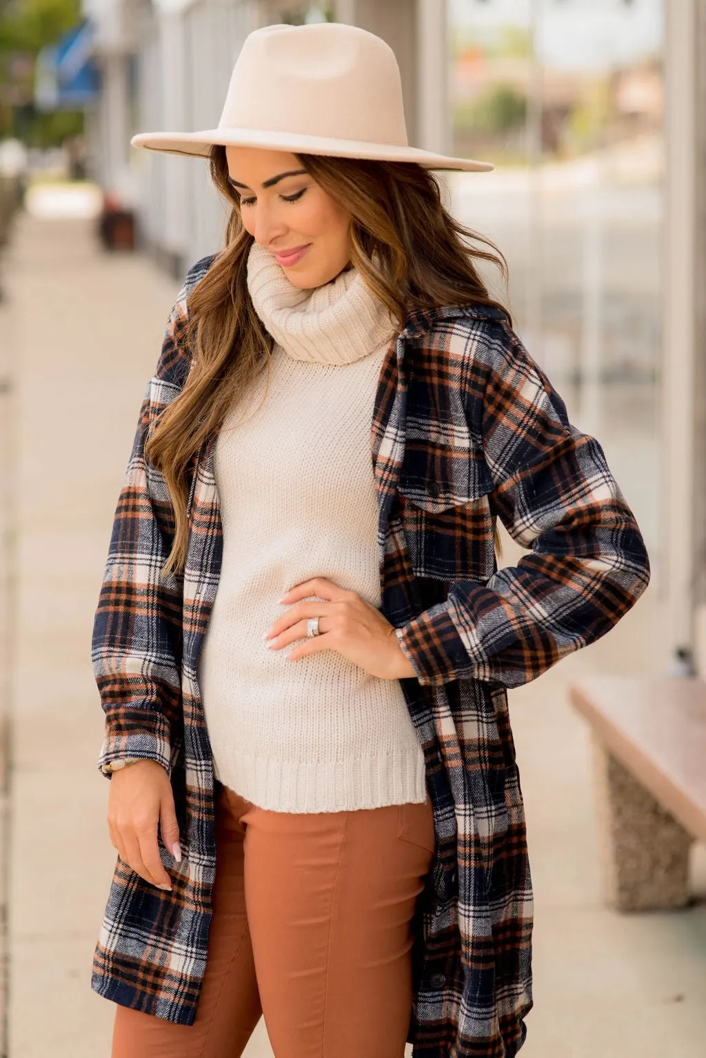 Chic Elongated Plaid Tunic Shacket