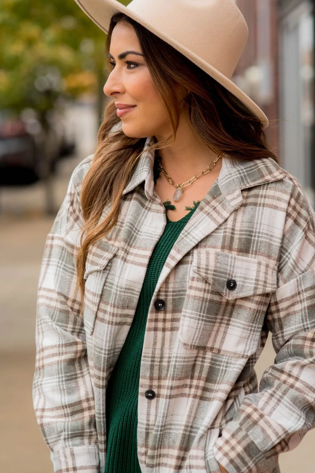 Chic Elongated Plaid Tunic Shacket