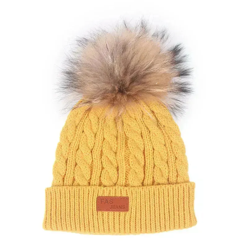 Children Winter Hat kids beanies Kids winter hat baby boy and girl warm woolen beanies faux fur beanies