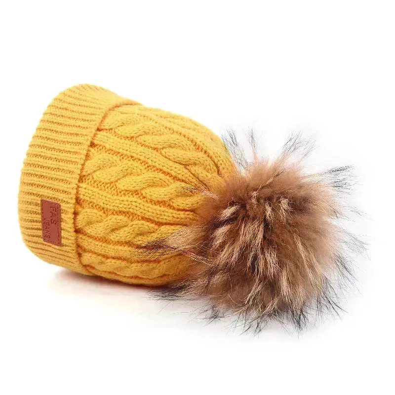 Children Winter Hat kids beanies Kids winter hat baby boy and girl warm woolen beanies faux fur beanies