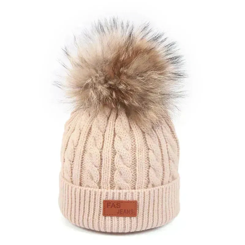 Children Winter Hat kids beanies Kids winter hat baby boy and girl warm woolen beanies faux fur beanies