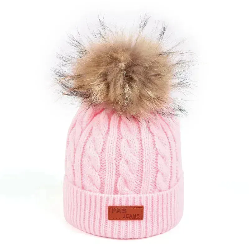 Children Winter Hat kids beanies Kids winter hat baby boy and girl warm woolen beanies faux fur beanies