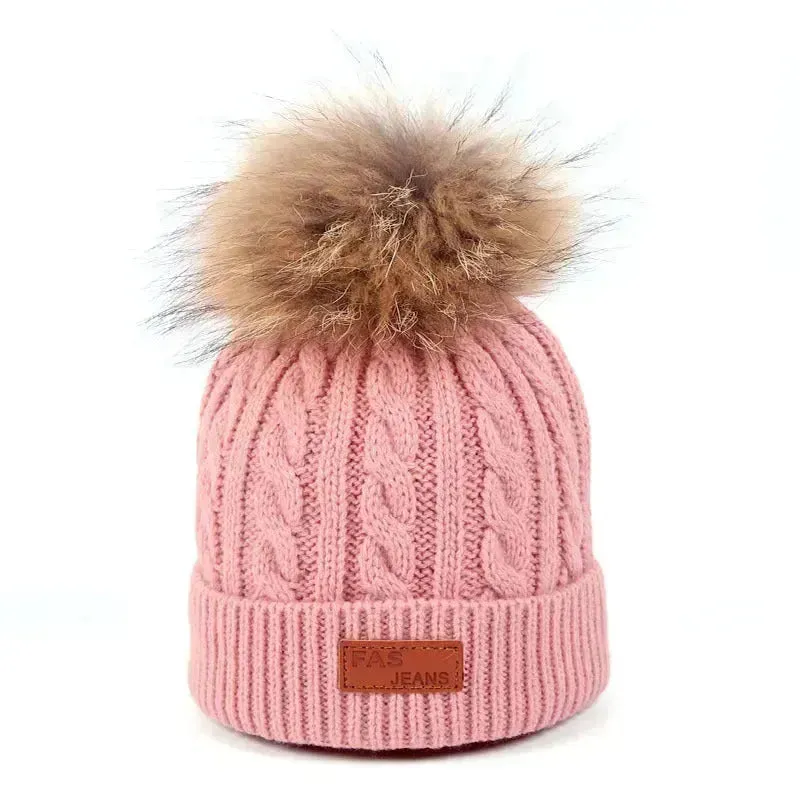 Children Winter Hat kids beanies Kids winter hat baby boy and girl warm woolen beanies faux fur beanies