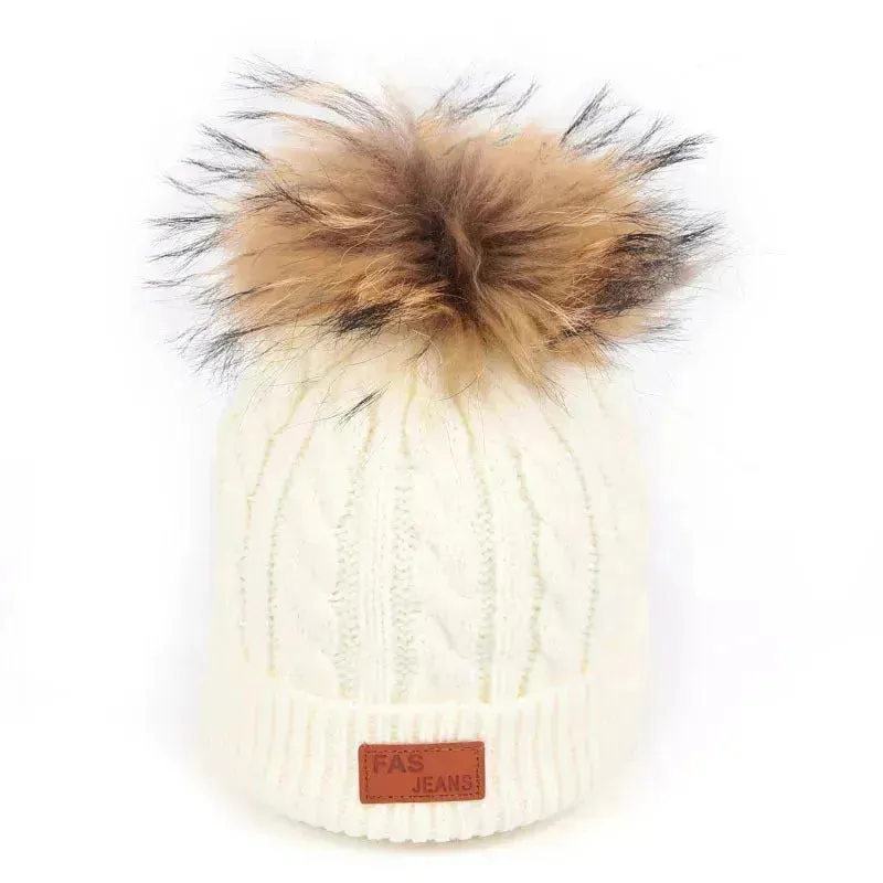 Children Winter Hat kids beanies Kids winter hat baby boy and girl warm woolen beanies faux fur beanies