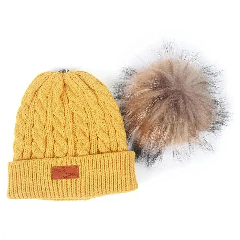 Children Winter Hat kids beanies Kids winter hat baby boy and girl warm woolen beanies faux fur beanies