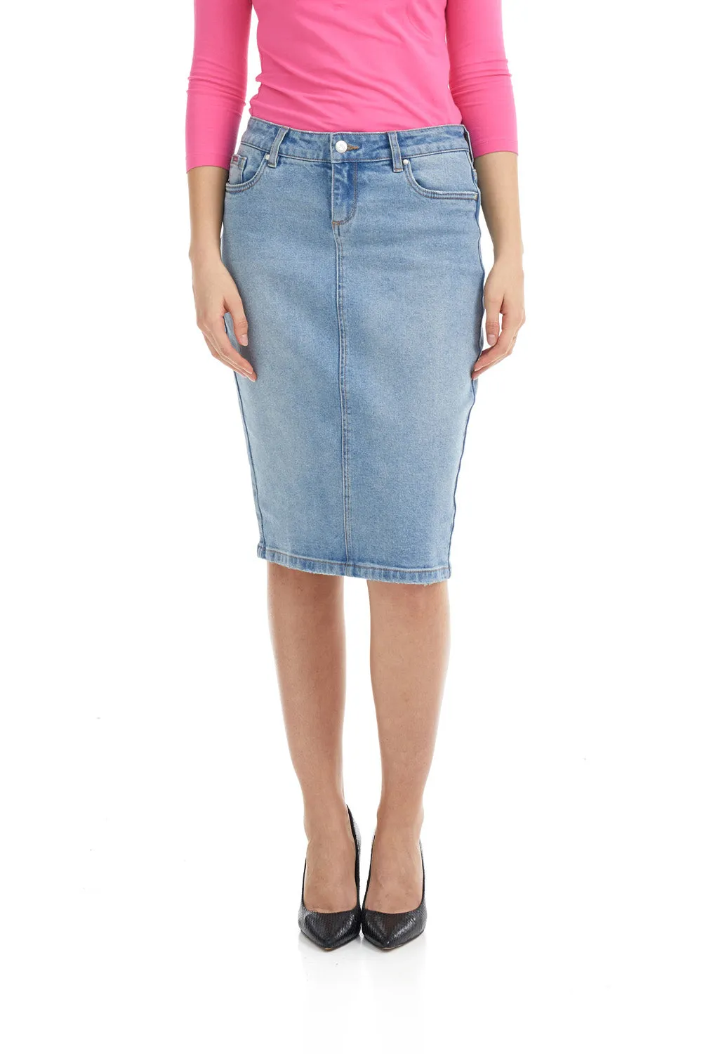 Classic straight modest denim jean skirt 'Havana'