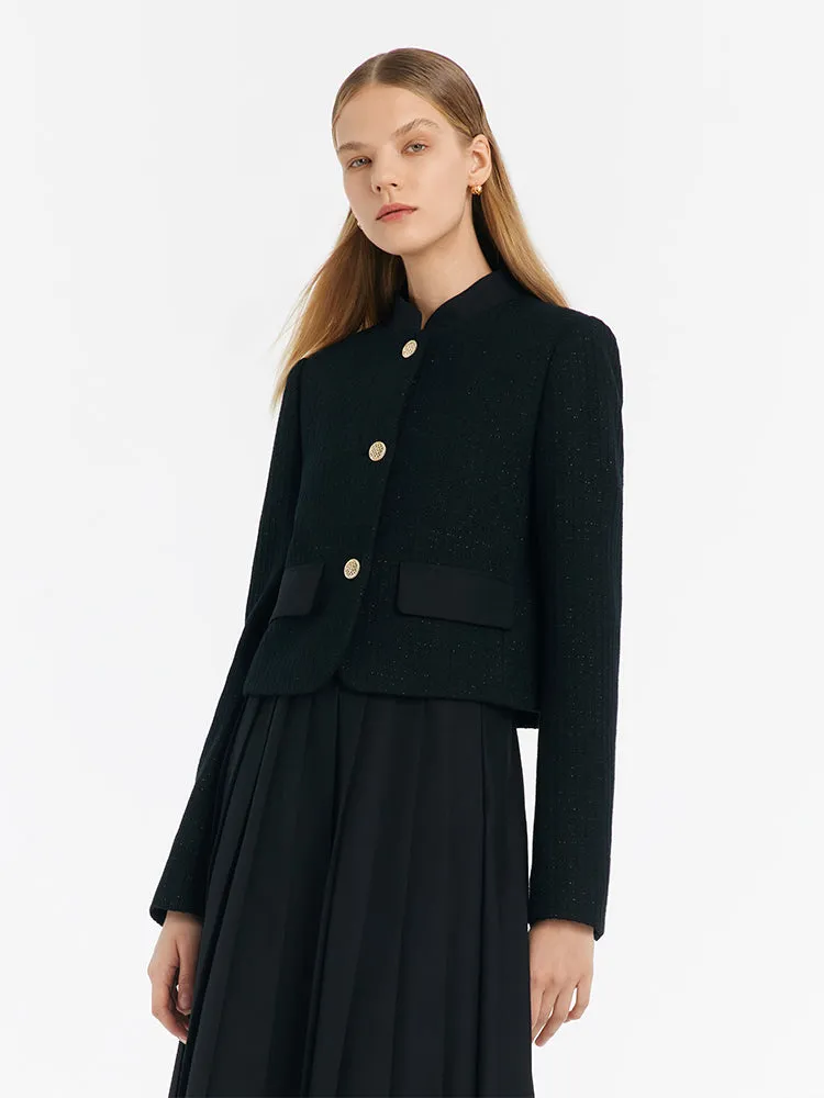 Crop Jacket With Flaps And Half Skirt Two-Piece Suit