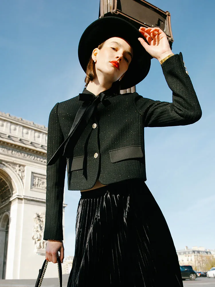 Crop Jacket With Flaps And Half Skirt Two-Piece Suit