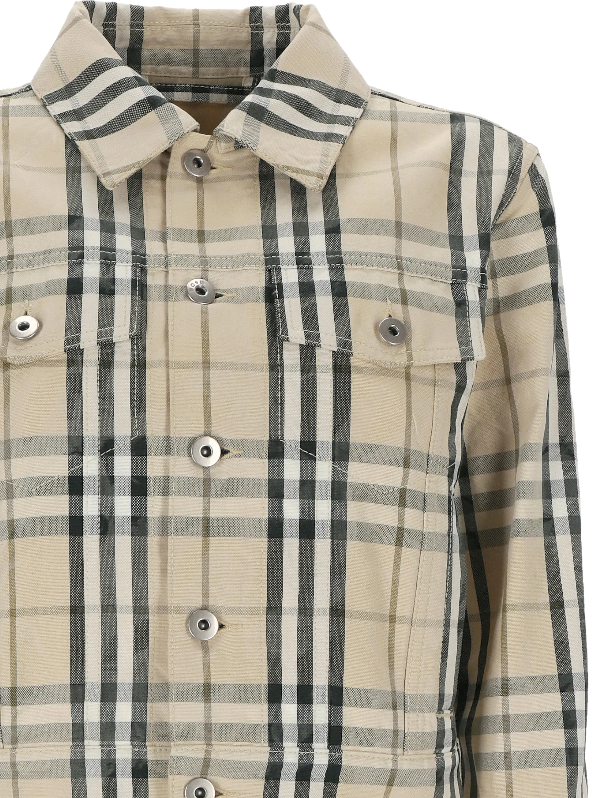 Cropped Check Pattern Jacket