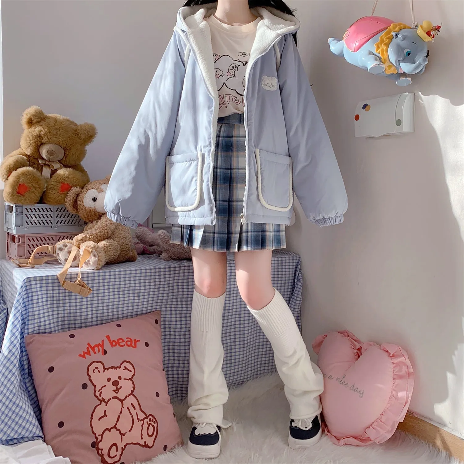 Cute Bear Kawaii Hoodie Zipper Coat