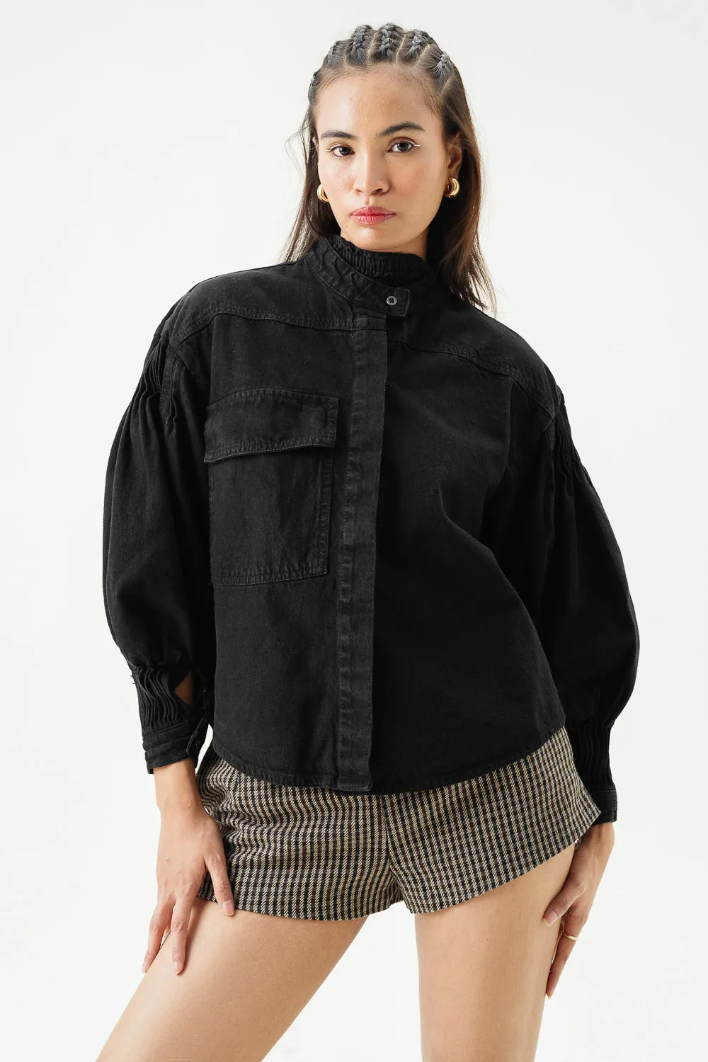 Dark Coal Stylized Biker Jacket