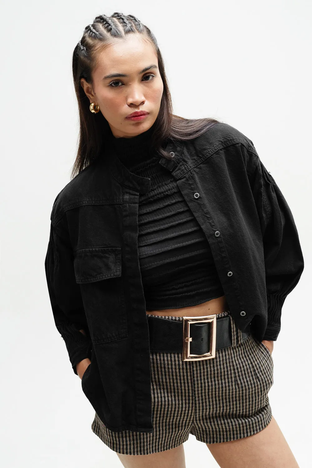 Dark Coal Stylized Biker Jacket