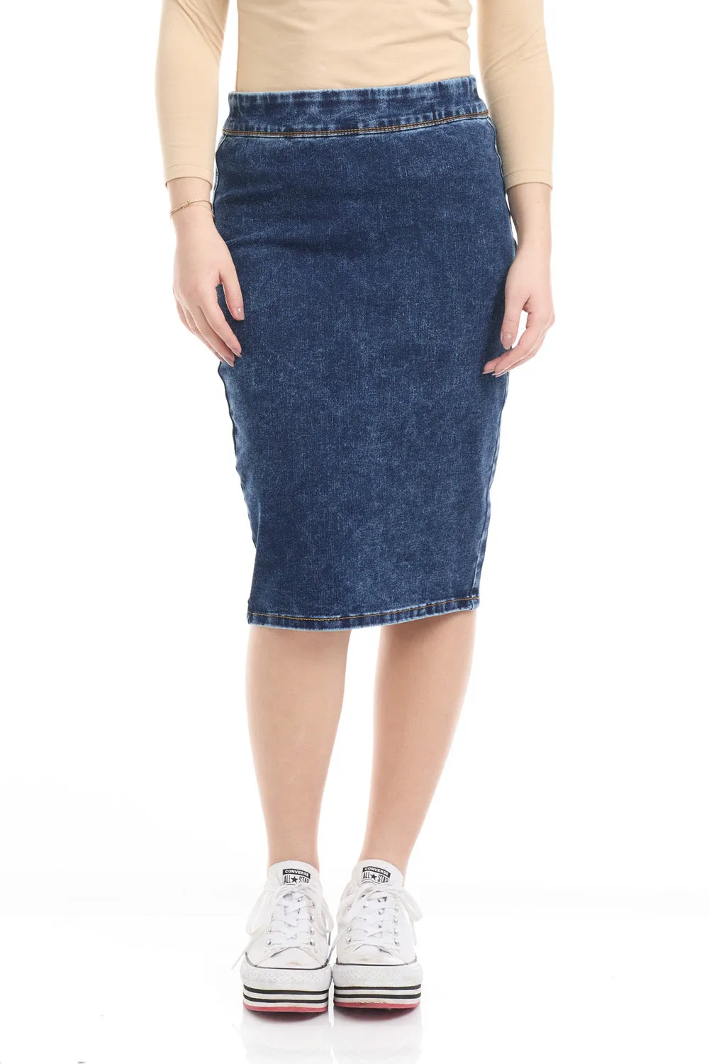 Denim Blue Modest Jean Pencil Skirt for Women 'Venice'