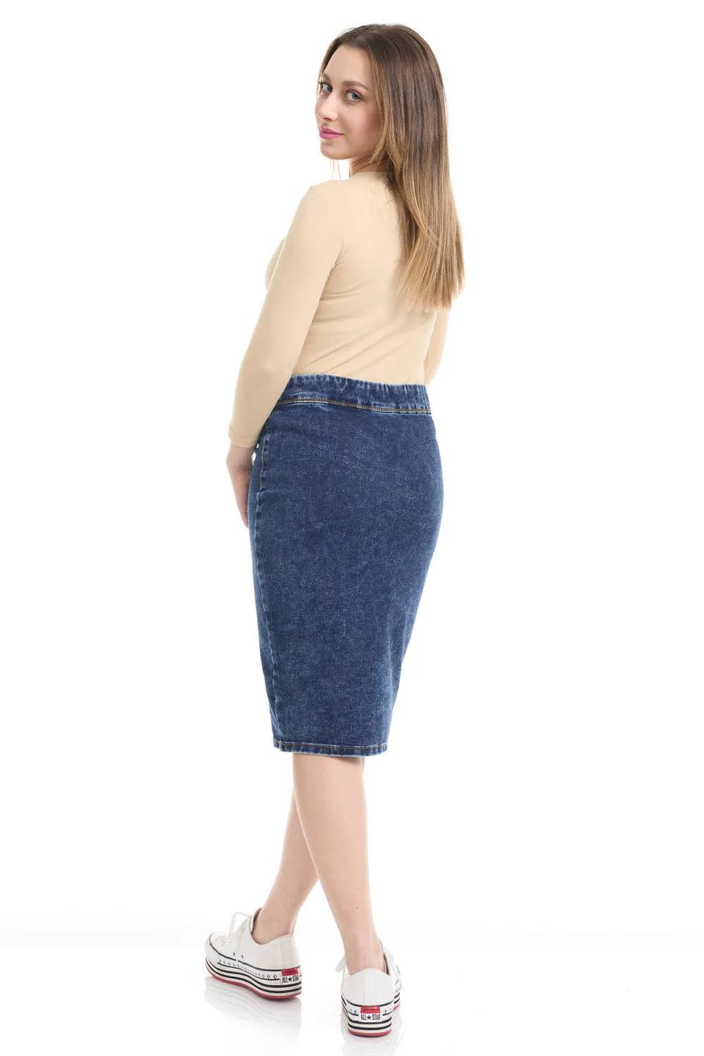 Denim Blue Modest Jean Pencil Skirt for Women 'Venice'