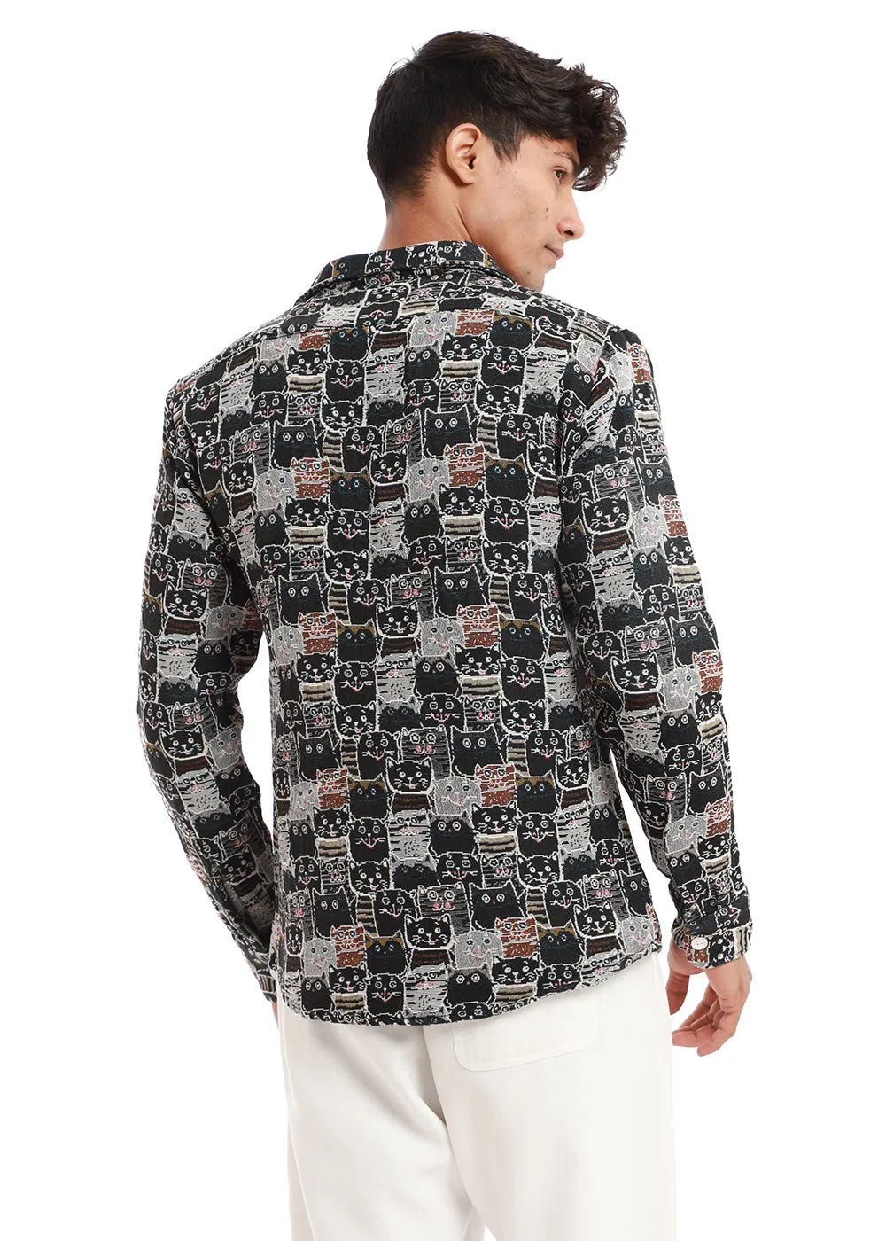 Doodle Cat Jacquard Shacket