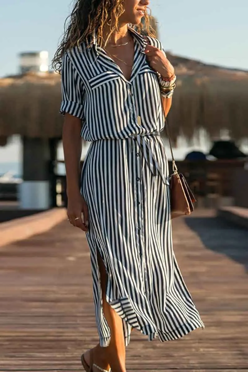 Dunnmall Chiffon Shirt Maxi Dress(2 colors)