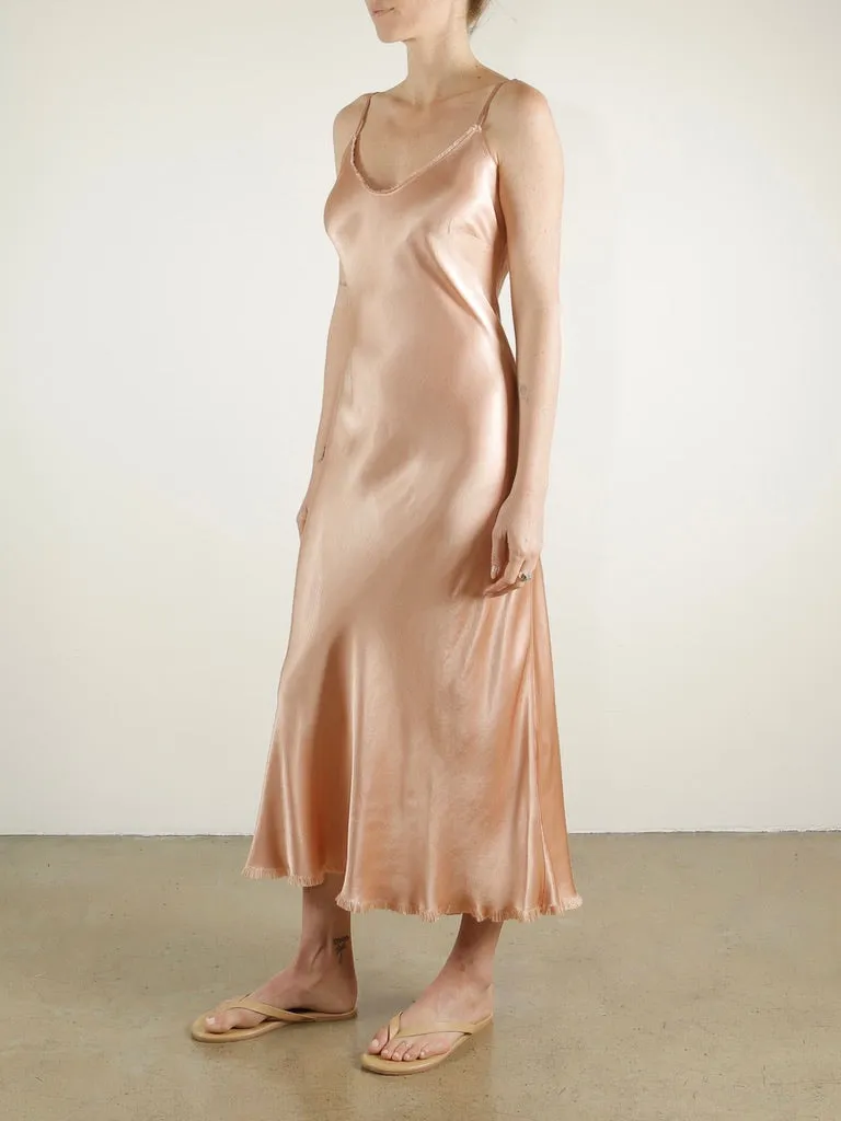 Farrah Slip Dress in Vintage Satin - Rose Gold