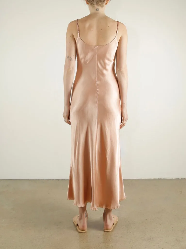 Farrah Slip Dress in Vintage Satin - Rose Gold