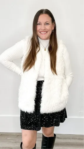 Faux Fur Vest - Cream